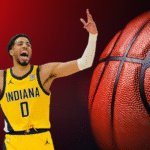 Tyrese Haliburton hitting game-tying buzzer beater against New York Knicks in 2025 Eastern Conference Finals Game 1